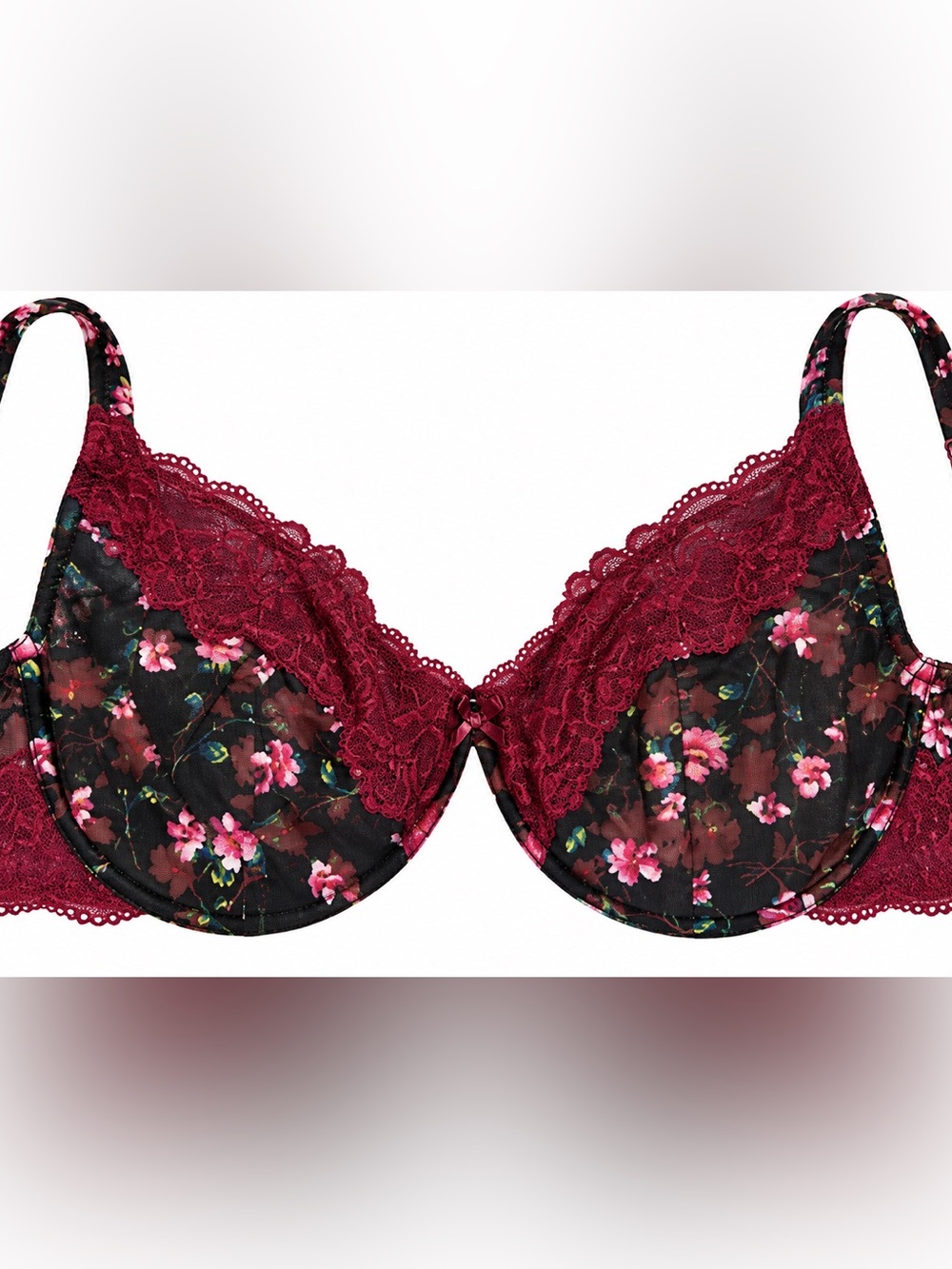 Adore Me Aleena Plunge Bra in the Floral Black 38 c